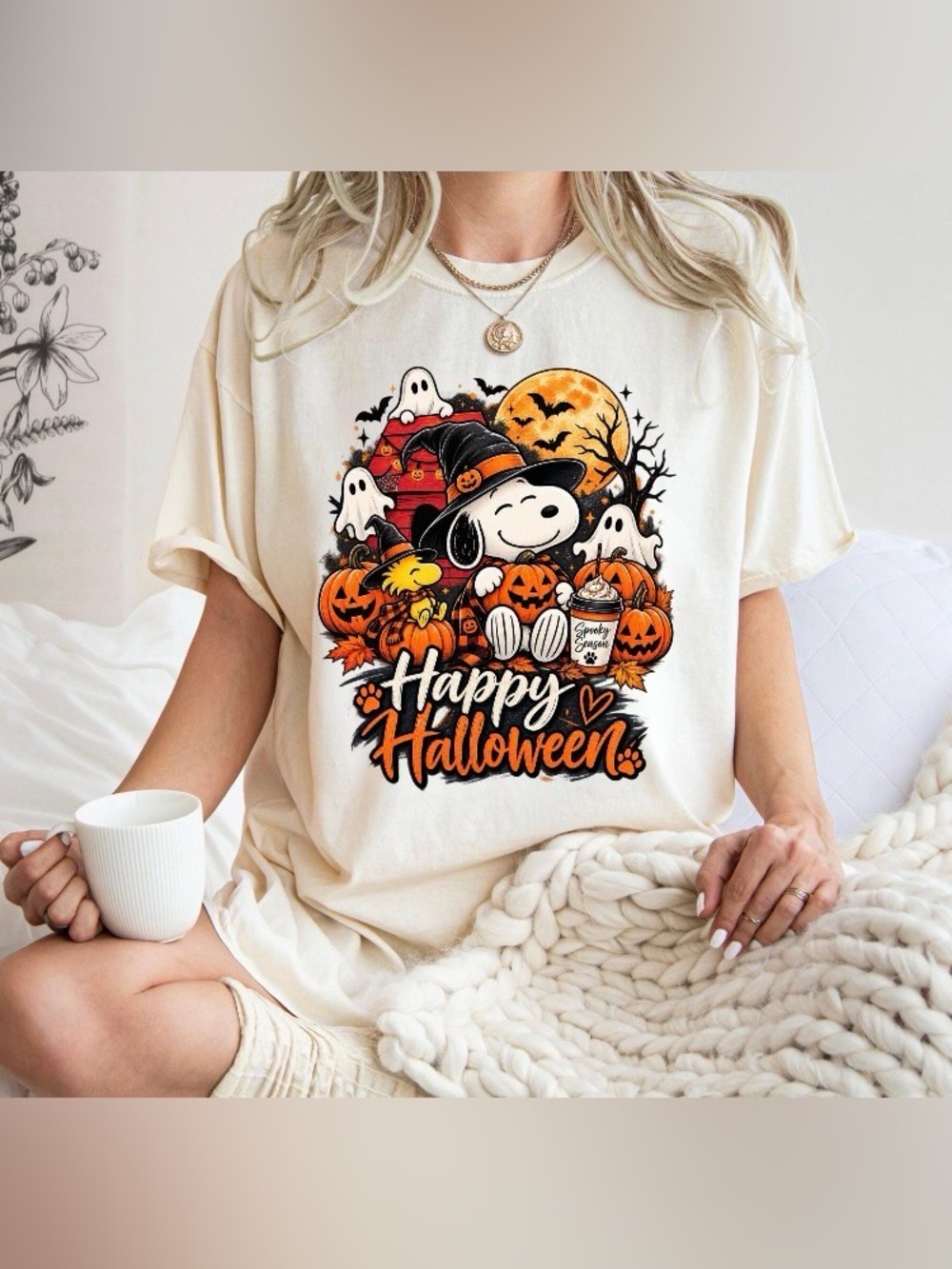 Happy Halloween Dog T-Shirt, Cute Spooky Pup Pumpkin Season Graphic Tee